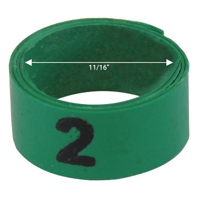 11 / 16" Green plastic bandette (Number 1 to 25)