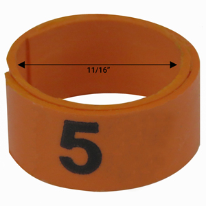 11 / 16" Orange plastic bandette (Number 1 to 25)