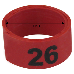 11 / 16" Red plastic bandette (Number 26 to 50)
