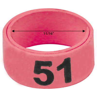 11 / 16" Pink plastic bandette (Number 51 to 75)