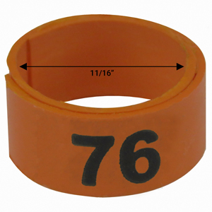 Bague orange numérotée de 11 / 16" (Numéro 76 à 100)