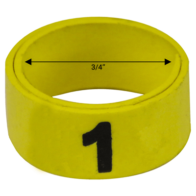 Bague jaune numérotée de 3 / 4" (Numéro 1 à 25)