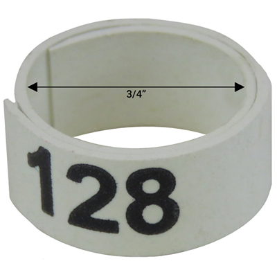 3 / 4" White plastic bandette (Number 126 to 150)
