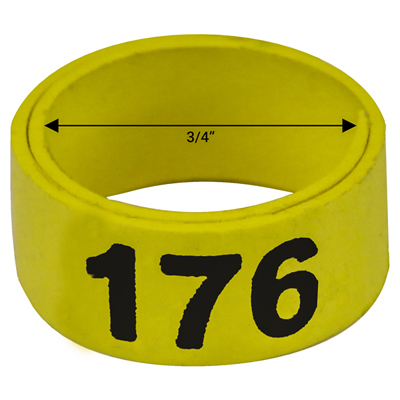 Bague jaune numérotée de 3 / 4" (Numéro 176 à 200)