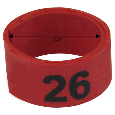 7 / 8" Red plastic bandette (Number 26 to 50)