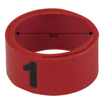 5 / 32" Red plastic bandette (Number 1 to 25)