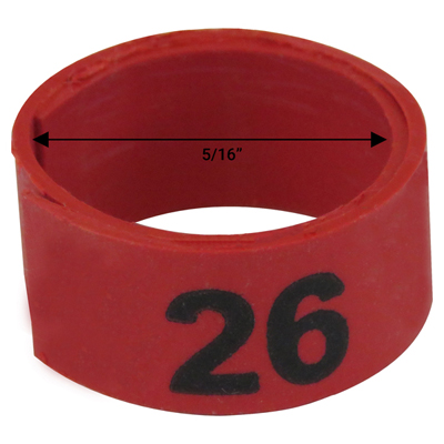 5 / 16" Red plastic bandette (Number 26 to 50)