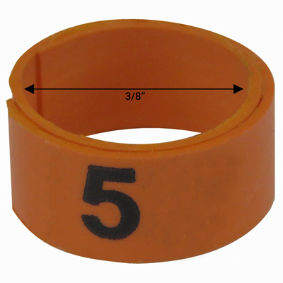 Bague orange numérotée de 3 / 8" (Numéro 1 à 25)