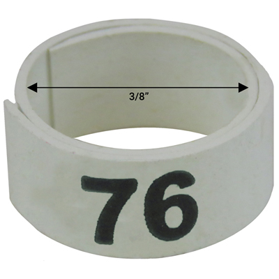 3 / 8" White plastic bandette (Number 76 to 100)