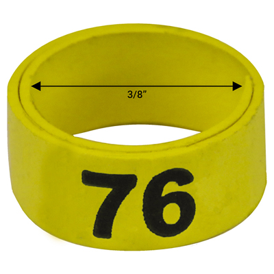 Bague jaune numérotée de 3 / 8" (Numéro 76 à 100)