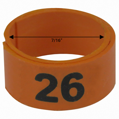 Bague orange numérotée de 7 / 16" (Numéro 26 à 50)