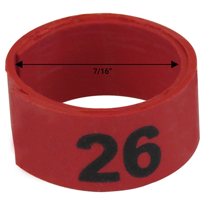 7 / 16" Red plastic bandette (Number 26 to 50)