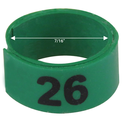 7 / 16" Green plastic bandette (Number 26 to 50)