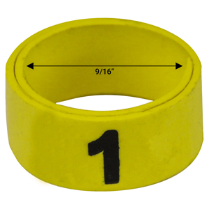 Bague jaune numérotée de 9 / 16" (Numéro 1 à 25)