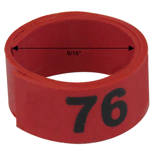 9 / 16" Red plastic bandette (Number 76 to 100)